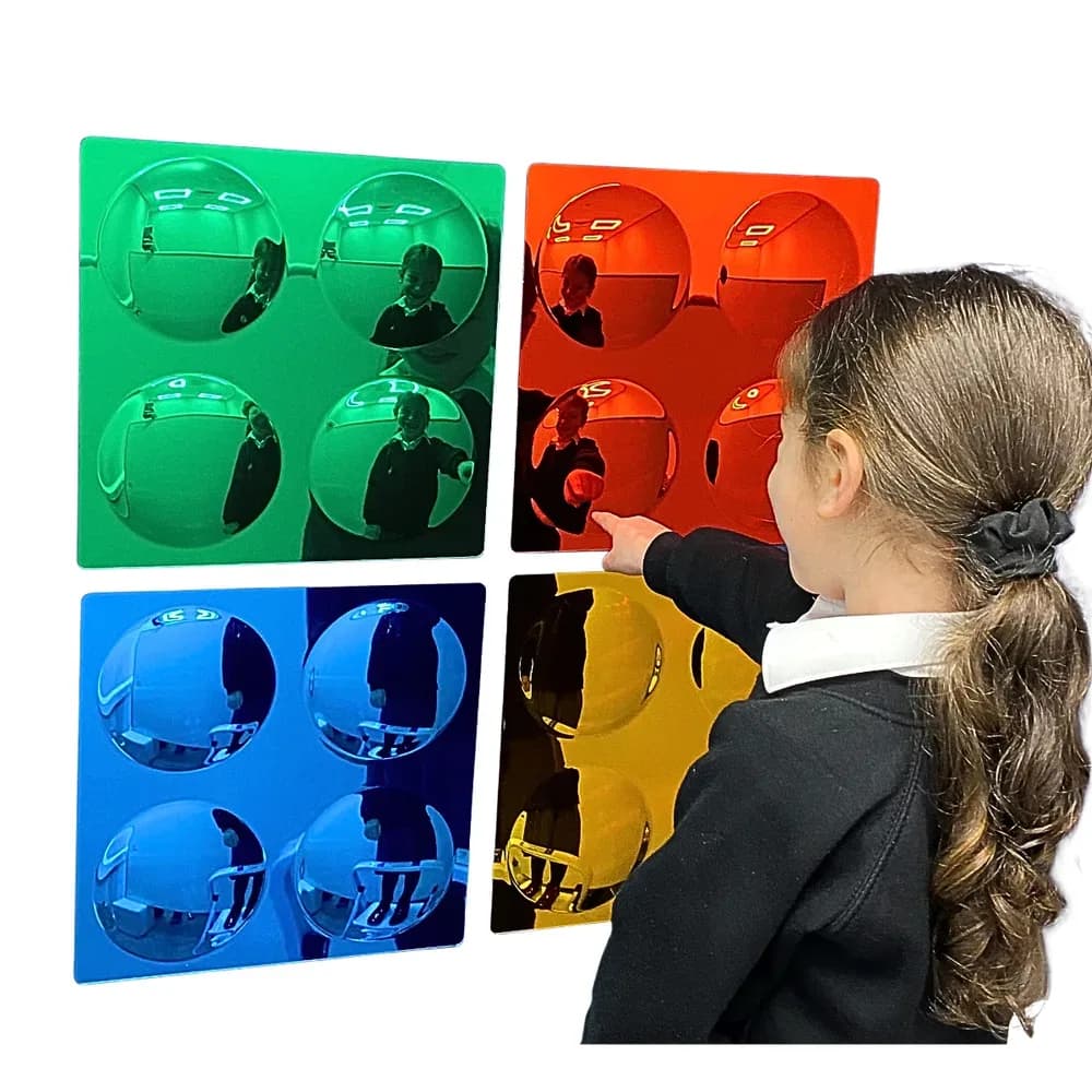 OGLINZI CONVEXE COLORATE CU 4 BULE SET DE 4 — miniatură