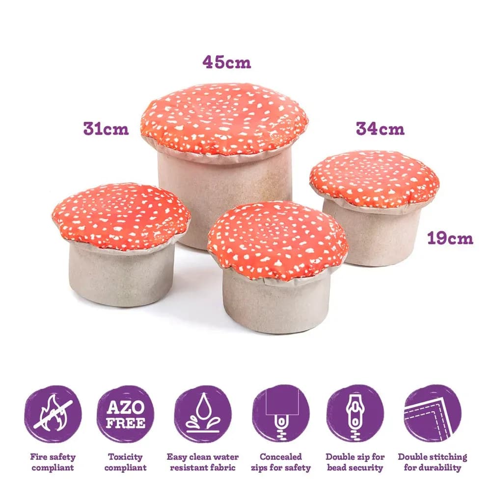 Set scaune Ciuperci de pădure (set de 4) - dimensiuni mici și mari — miniatură