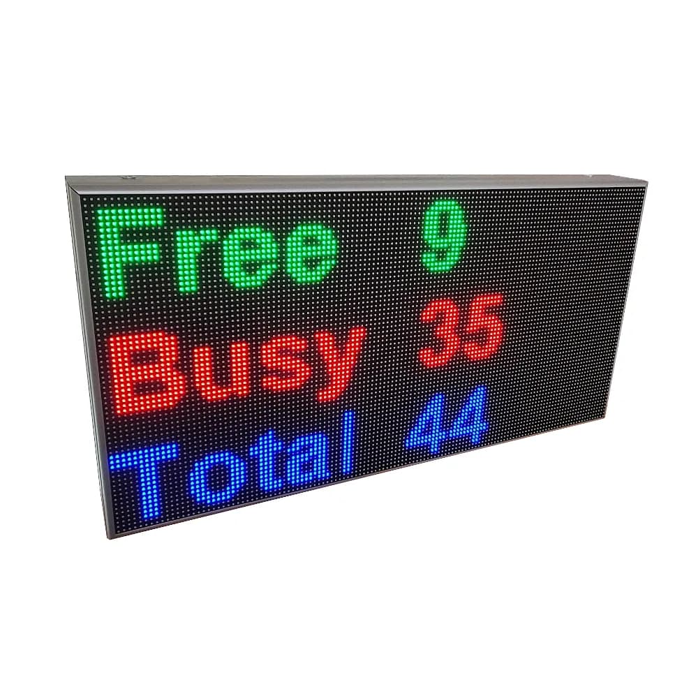 LED Display RGB128x64 Metrici METDSPRGB12864, 128 x 64 pixels, de la 6~8 caractere x 1 pe rand, la 9~12 caractere x 3randuri, RGB LEDs, conectare ETHERNET si WIFI la Metrici, sursa de alimentare 220v