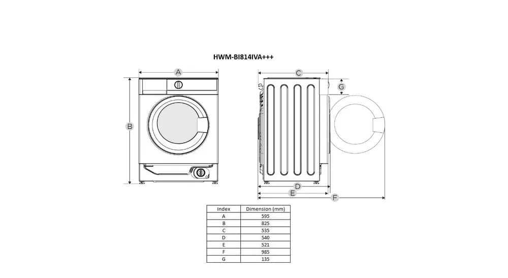 Masina de spalat rufe incorporabila HEINNER HWM-BI814IVA+++, 8 Kg, 1400 RPM, Clasa: A — miniatură