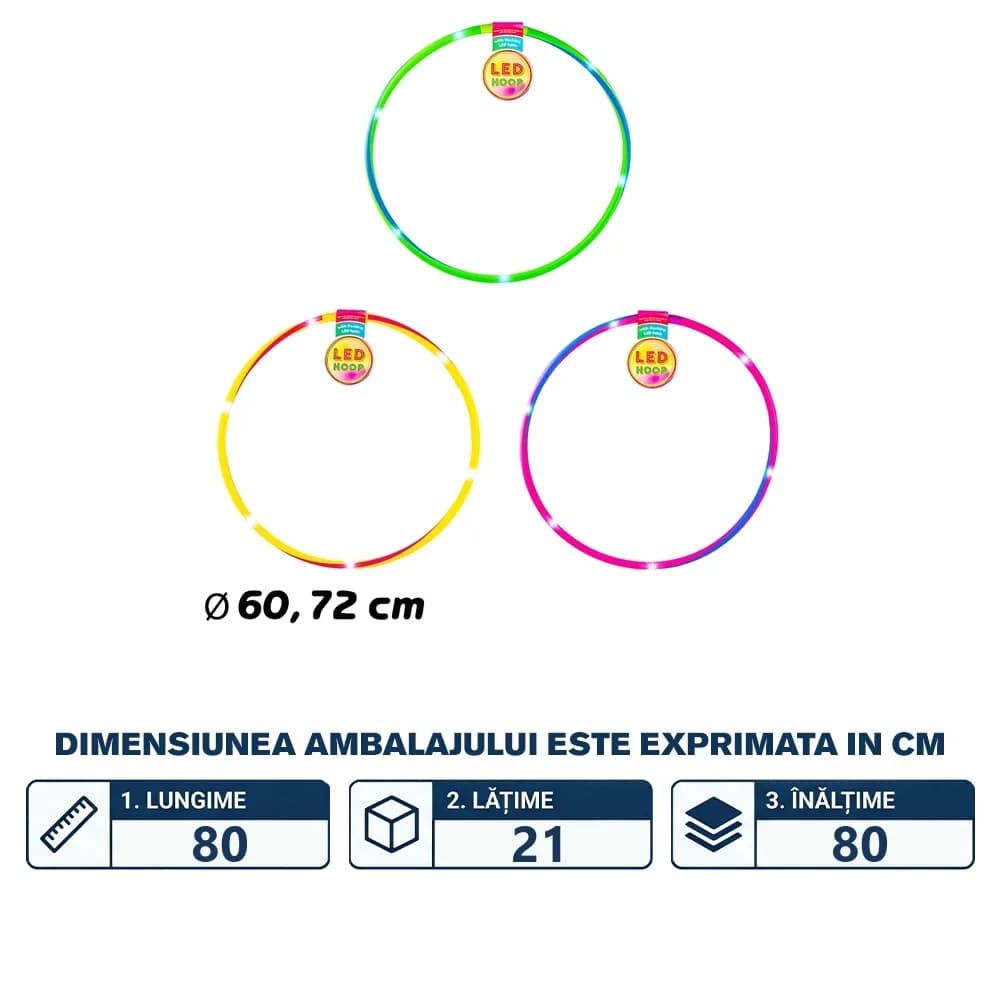 Cerc Hula Hoop, cu led, 60-72 cm, 36 buc/set — miniatură