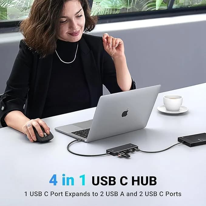 HUB extern Ugreen, "CM416" porturi USB: USB 3.1 x 2, USB Type-C x 2, conectare prin USB Type-C, material ABS, lungime 25 cm, negru, "35583" - 6941876235834 — miniatură