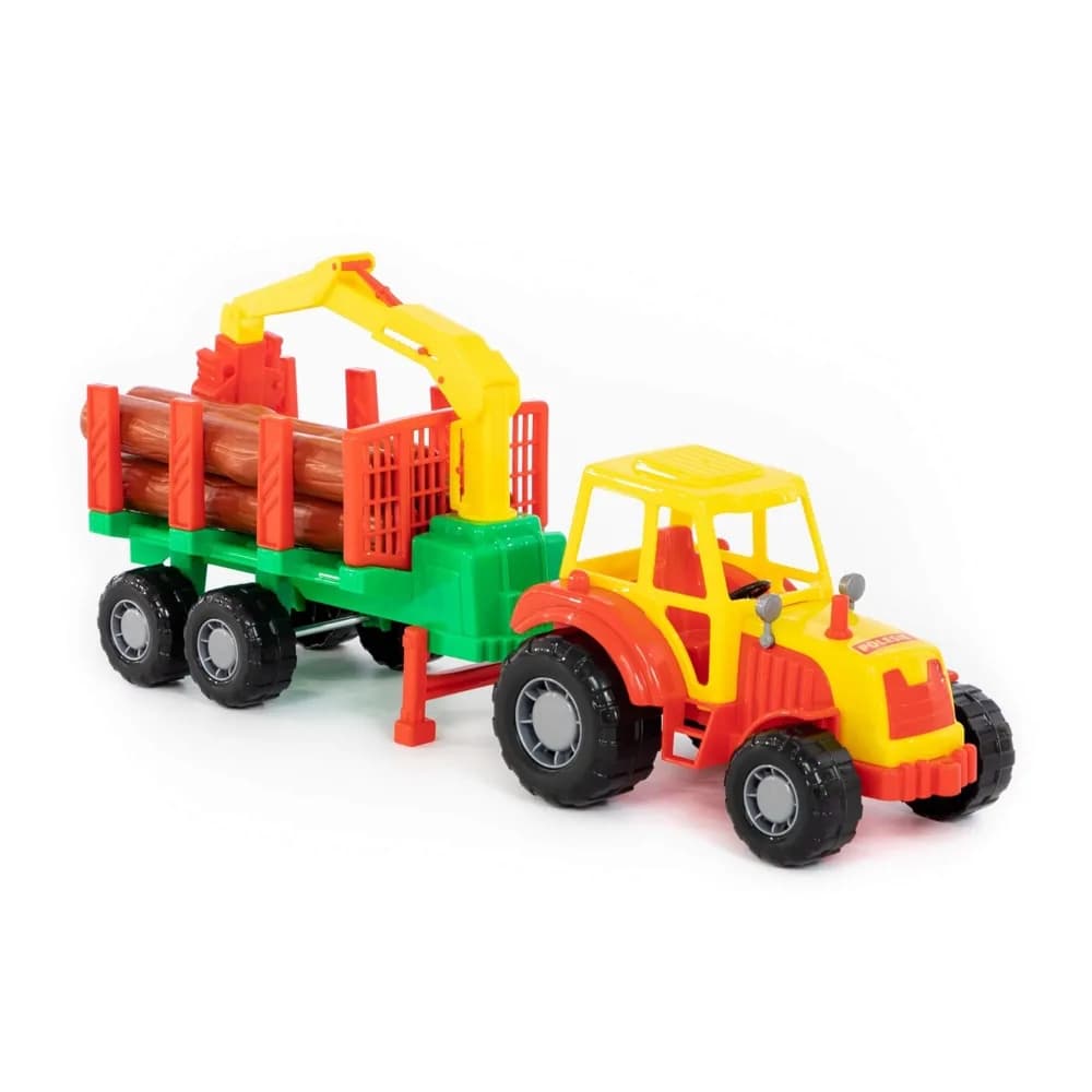 Tractor cu remorca lemne, 46,6x13,4x20 cm, Polesie — miniatură