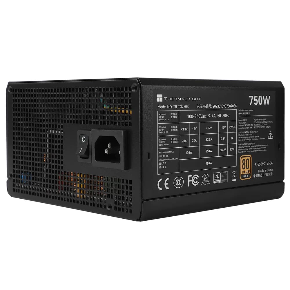SURSA Thermalright, 750W, certificare 80 Plus Gold, non-modular, fan 120mm, negru, "TR-TG 750S"