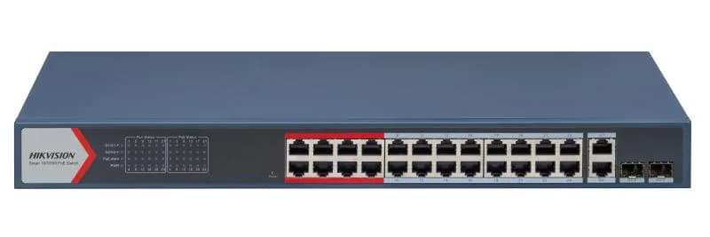 SWITCH 24PORTURI 100MBPS 2XGIGABIT 400W "DS-3E1326P-EI(B)"