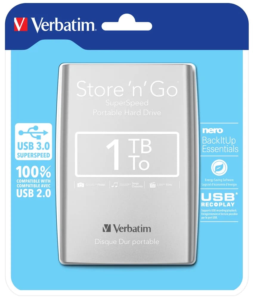 HDD EXTERN 2.5" Verbatim StoreNGo USB3.0 1TB gen.1 silver "53071" (include TV 0.02 lei)