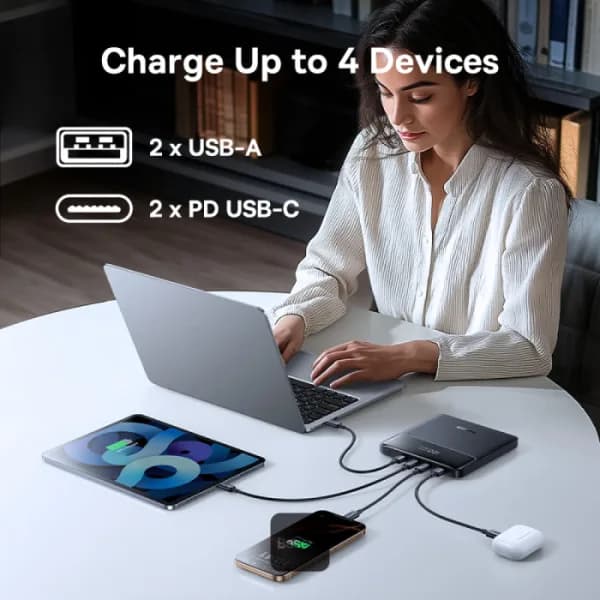 POWER BANK Baseus Blade H1, 20000mAh, PD 100W, ultra thin, 2 x USB; 2 x USB Type-C, display digital pt. status baterie, total 5A, include cablu USB Type-C la USB Type-C, negru, "P10021604123-00" - 6932172682446 — miniatură