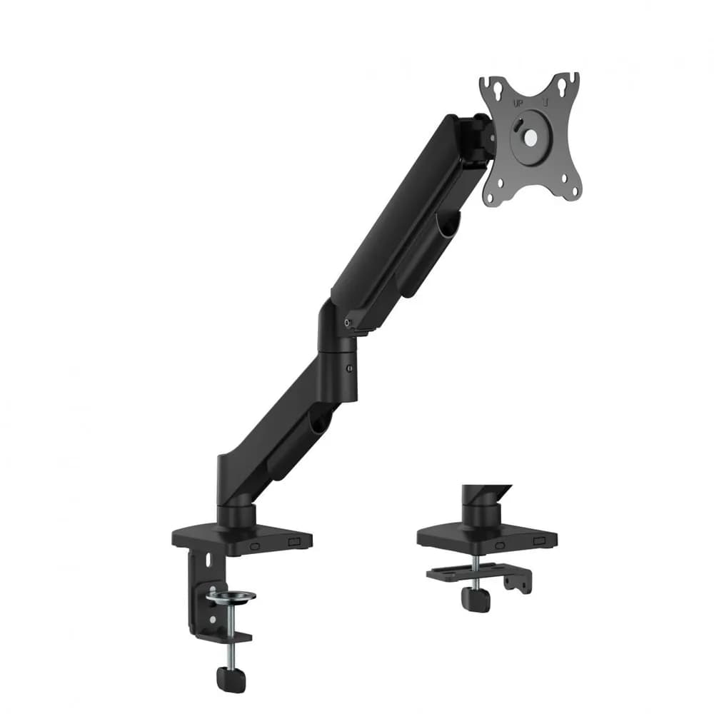 Braț pentru monitor cu contragreutate Material: Oțel, Plastic Tehnologie: Arc Suprafață finisaj : Vopsit electrostatic, Acoperire cu Pulbere Dimensiune compatibila ecran: 17"-32" Greutate maxima (pe ecran): 2~9 kg Compatibilitate VESA: 75x75, 100x100 Interval de inclinare : +90°-90° Interval de