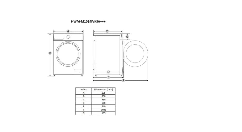 Masina de spalat rufe HEINNER HWM-M1014IVKSA+++, 10 kg, 1400 rpm, Clasa: A, Argintiu — miniatură
