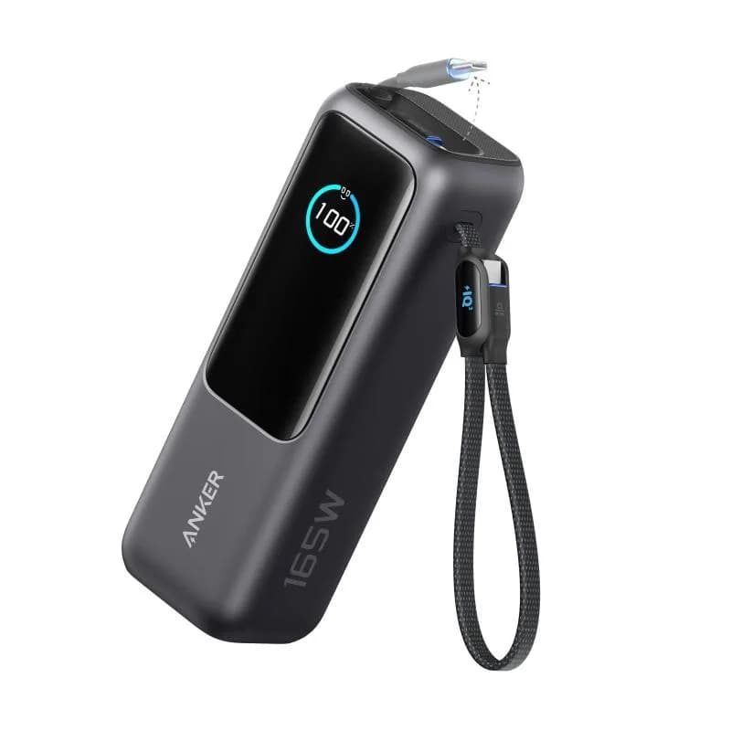 Anker A1695H11. Battery capacity: 25000 mAh. USB Type-A output ports: 1, USB Type-C ports quantity: 1. Total output power: 165 W, Output current: 5 A. Product colour: Black