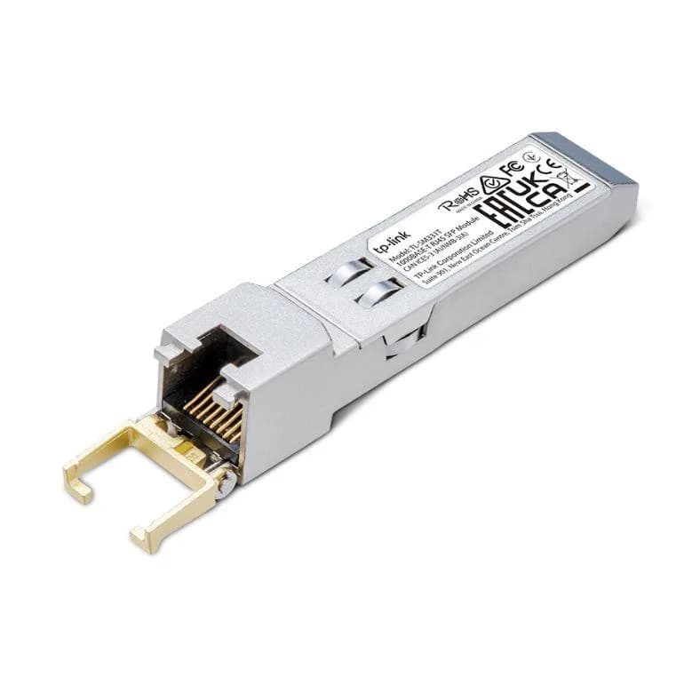 "1000BASE-T RJ45 SFP Module SPEC: 1000Mbps RJ45 Copper Transceiver, Plug and Play with SFP Slot, Up to 100 m Distance (Cat5e or above)" — miniatură