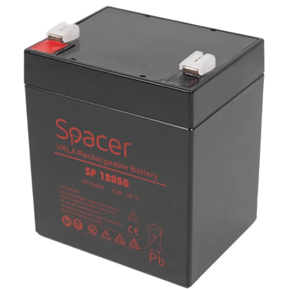 ACUMULATOR UPS SPACER 12V / 5Ah, dimensiuni: 90x70x101mm, inaltime+terminal: 107mm, terminal F2(T2), "SP-BAT-12V5AH"