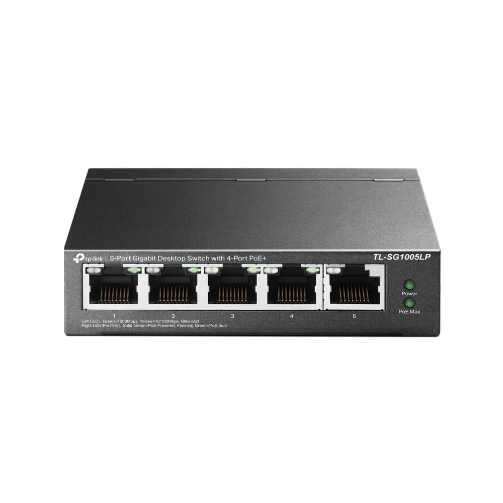 SWITCH PoE TP-LINK 5 porturi Gigabit (4 PoE+), IEEE 802.3at/af, 40W maxim total, carcasa metalica "TL-SG1005LP"