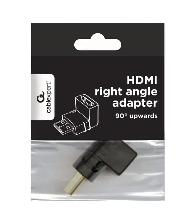 ADAPTOR video GEMBIRD, adaptor HDMI (T) la HDMI (M), 90 grade, negru, "A-HDMI90-FML" — miniatură
