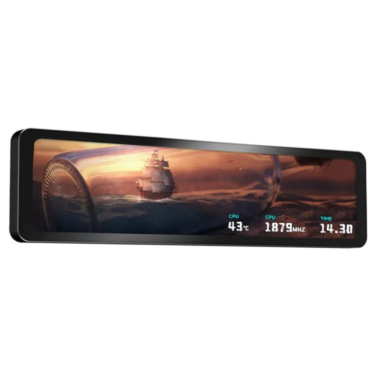 Afisaj digital Thermalright "Trofeo Vision LCD Black", ecran LCD secundar pentru carcasa PC, IPS 6.86", rezolutie 1280x480, USB Type-C, suport magnetic, compatibil software TRCC, negru, 187.2x72.1x21mm, "Trofeo Vision LCD Black" — miniatură