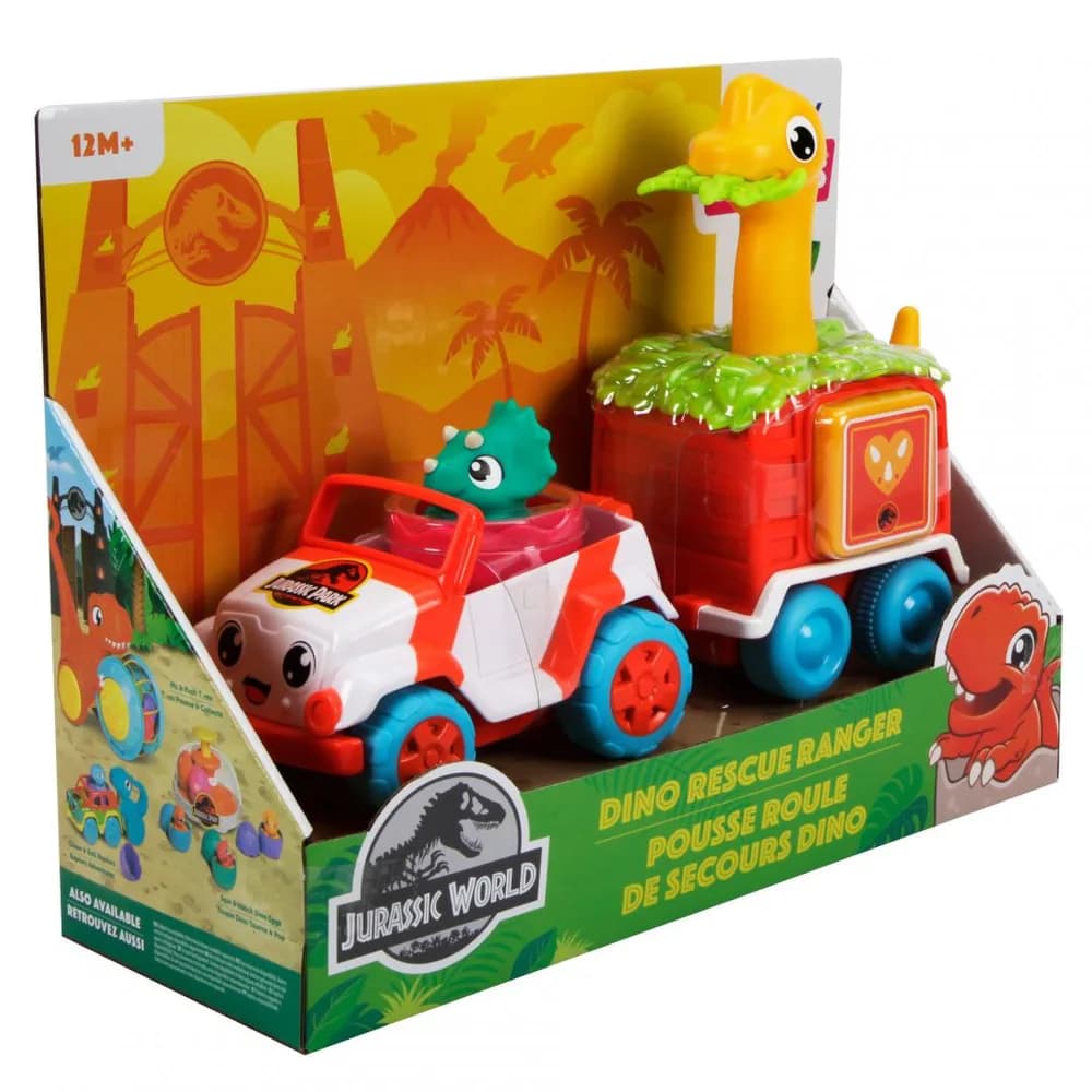 VEHICUL DE SALVARE CU REMORCA COLORATA, DINO, JURASSIC WORLD, TOMY — miniatură