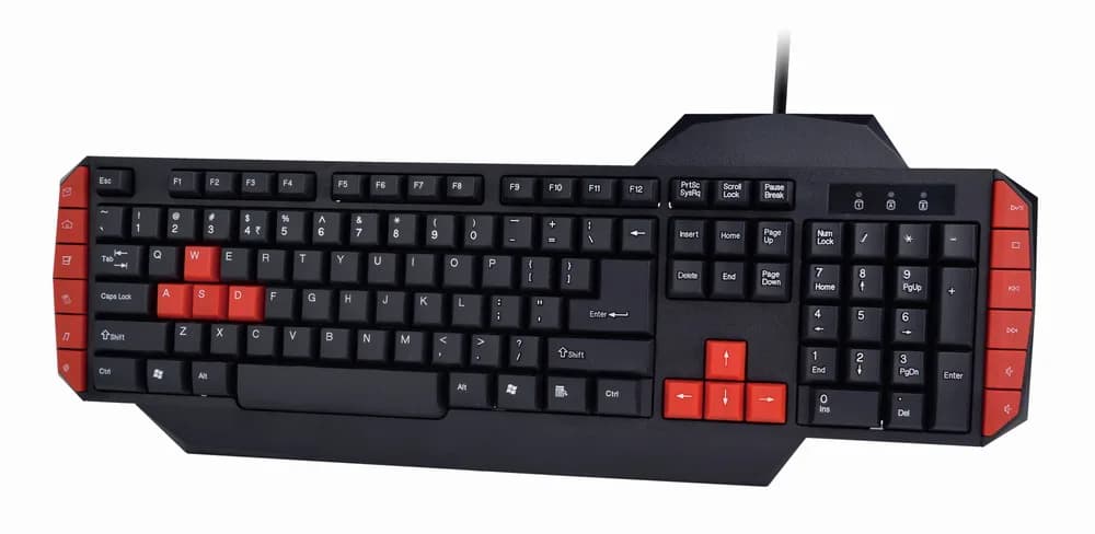 KIT 4-in-1 GEMBIRD, gaming, cu fir, tastatura 104 taste (+ 8 taste multimedia) + mouse 2400dpi 4 butoane + casti cu mic 2x3.5" + pad 300x250mm, USB, black "GGS-UMG4-02" — miniatură
