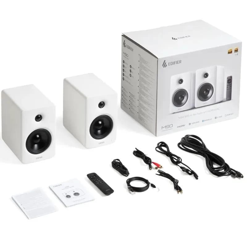 BOXE EDIFIER 2.0, RMS: 100W (2 x 15W + 2 x 35W), bluetooth v6.0, AUX/USB-C/Optical/HDMI eARC, 220V alimentare, white "M90-W" — miniatură