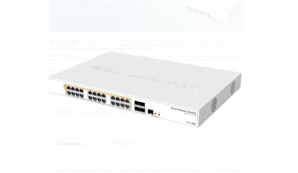 Mikrotik 24Port, 4 SFP, POE swirtch CRS328-24P-4S+RM, CPU: 800 MHz, Ram: 512Mb, 16Mb Flash, 24 x 10/100/1000, 4 x SFP, 2 x ventilatoare, dimensiuni: 443 x 300 x 44 mm, PoE out: 802.3af/at. — miniatură