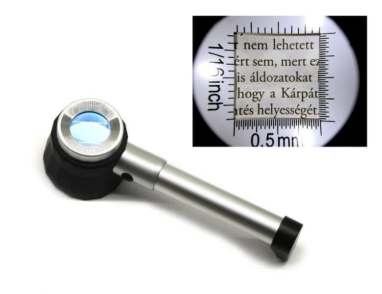 Lupă de mână cu mărire 10x, cu iluminare LED