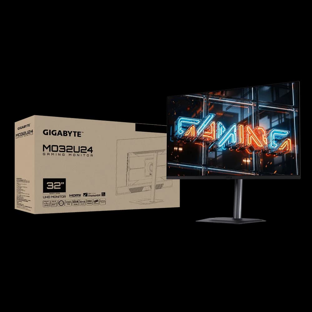 Monitor GIGABYTE MO32U24, QD-OLED, 31.5", UHD, 3840 x 2160, HDMI, DisplayPort, Pivot, Boxe, 240Hz, 0.03ms, Negru "MO32U24" — miniatură