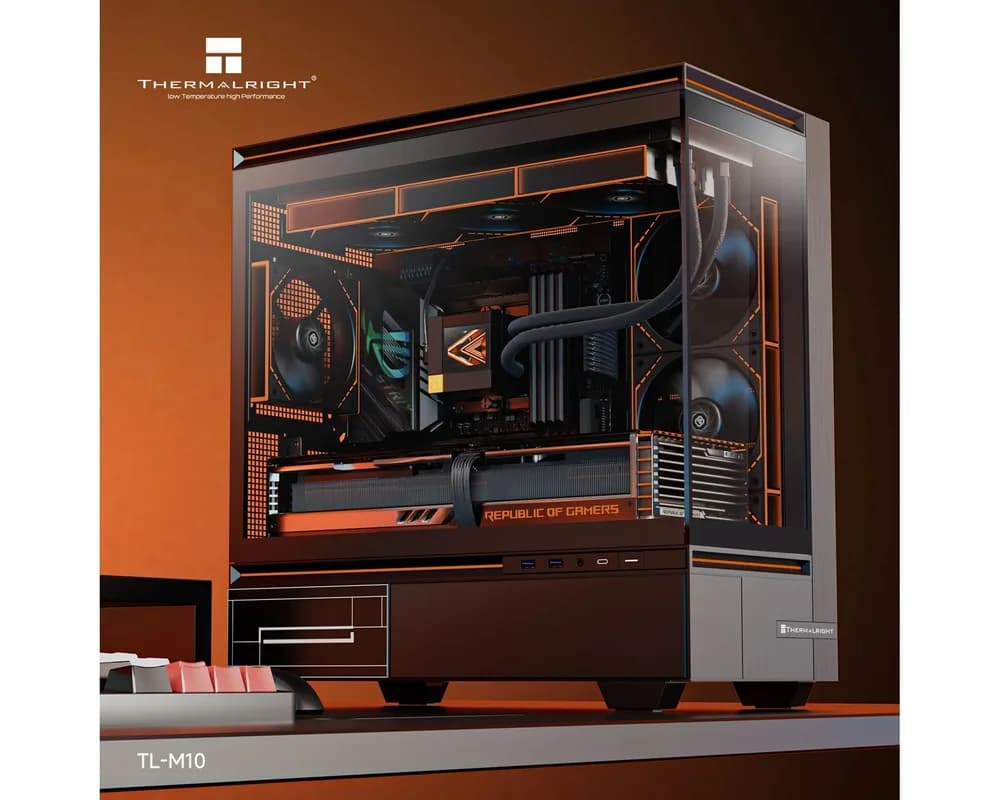 CARCASA Thermalright "TL-M10", mid tower, sticla securizata, fara PSU, 4 ventilatoare incluse (3x TL-C12RB-S V2 + 1x TL-C12C-S 120mm), H max cooler 185mm, USB-C, 2x USB 3.0, negru, ARGB, "TL-M10 Black FAN4-C" — miniatură