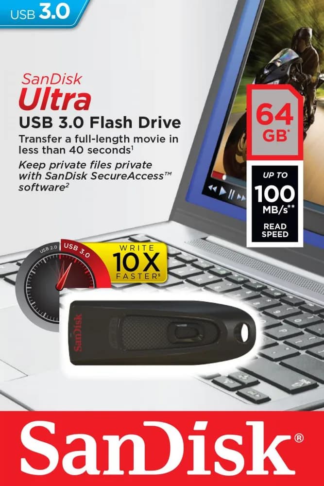 Memorie USB SanDisk Ultra 64 GB, USB 3.0, Negru — miniatură