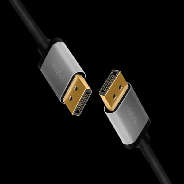 CABLU video LOGILINK, DisplayPort (T) la DisplayPort (T) 1.2, 3m, conectori auriti, rezolutie maxima 4K (3840 x 2160) la 60 Hz, aluminiu, triplu ecranaj, negru-gri, "CDA0102" — miniatură