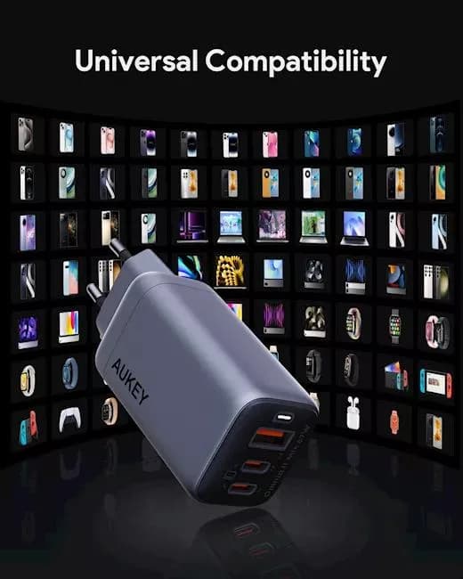 Alimentator retea Aukey, PA-B6U GR, 67W, fast charge, 1 x USB-A, 2 x USB-C, gri, "LLTSEUN1048305" - 689323786893 — miniatură