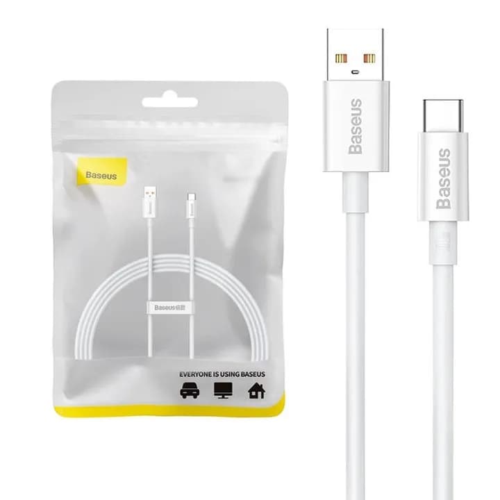 CABLU alimentare si date Baseus Superior, Fast Charging Data Cable pt. smartphone, USB la USB Type-C 100W, braided, 1.5m, alb "P10320102214-02" - 6932172631963