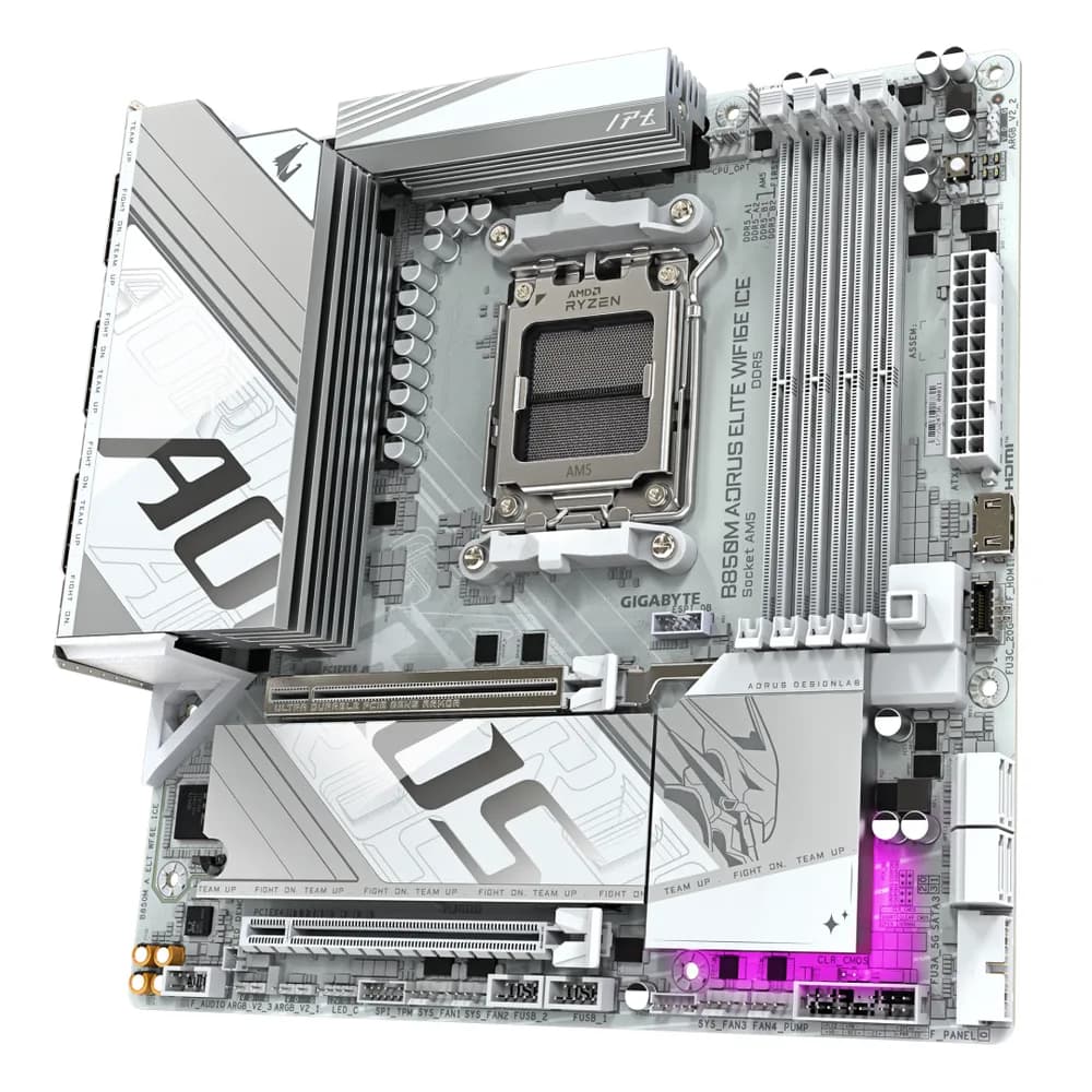Placa de baza Gigabyte B850M AORUS ELITE WIFI6E ICE, Socket AM5, DDR5, Micro-ATX — miniatură