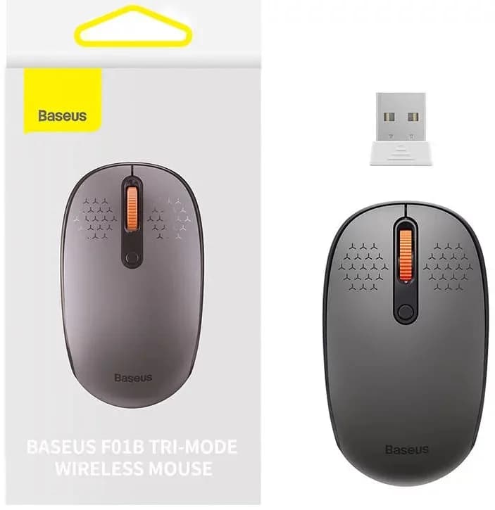 MOUSE Baseus PC sau NB wireless, 2.4GHz si Bluetooth, optic, 800/ 1200/1600 dpi,butoane/scroll 3/1, gri,"B01055503833-00" - 6932172632878