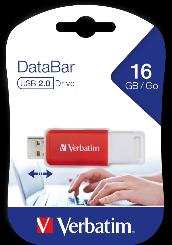 MEMORIE USB VERBATIM DATABAR 16GB USB 2.0 ROSU "49453" — miniatură