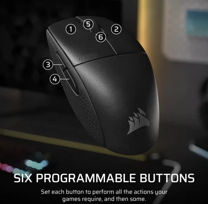 Mouse Gaming Wireless CORSAIR M55, 24000 dpi, Negru — miniatură
