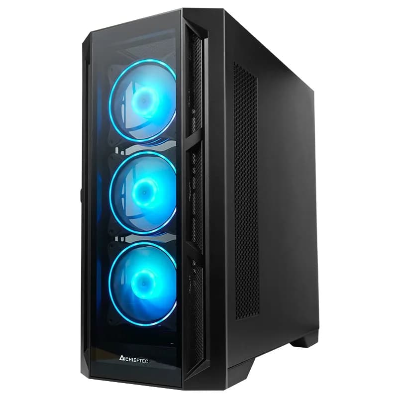 CARCASA Chieftec "APEX", Tower,ATX,fara sursa,4xfan,USB 3.2gen2 Type-Cx2,USB 3.2gen1x2, USB 2.0x1,audio,mic,RGB,PSU shroud,7 sloturi expansiune, ARGB,negru "GA-01B-TG-OP" — miniatură