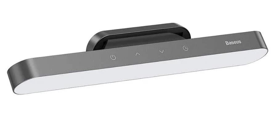 Lampa birou LED Baseus Magnetic Stepless, 100 lumeni, putere 4.5W, 3 trepte intensitate luminoasa, 4 butoane tactile, magnetic, material ABS, alimentare: cablu inclus, gri — miniatură