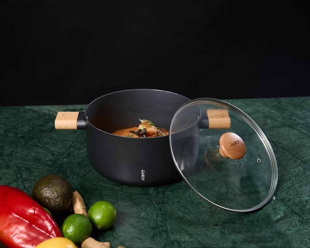 SEMIOALA ALUMINIU + CAPAC 24X12.5 CM, 5.3 L, RIKITO WATANABE, SAMURAI GOURMET, COOKING BY HEINNER — miniatură