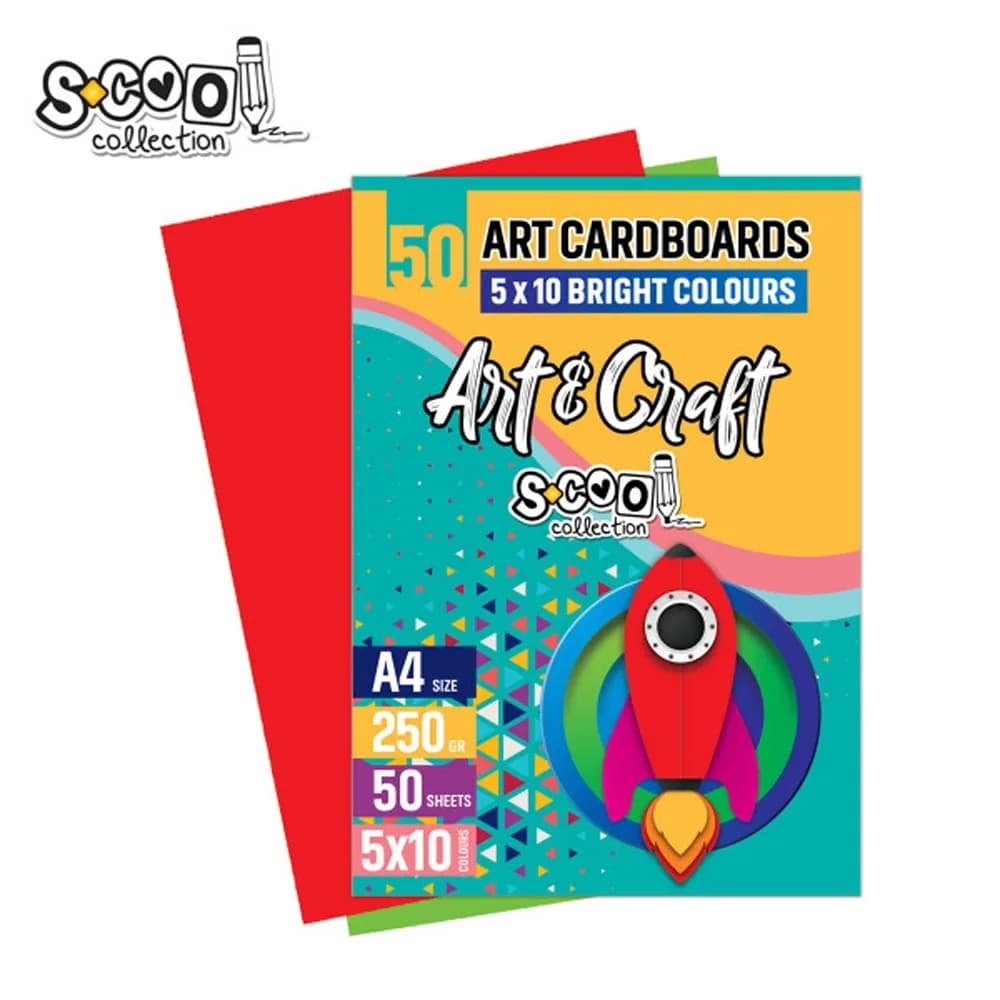 Carton color A4, 250g, 50 coli, 10 culori/set - S-COOL