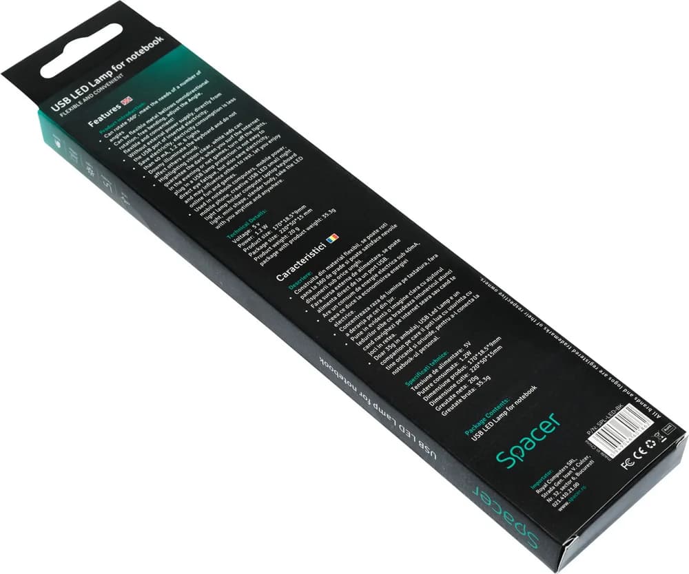 LAMPA LED USB pentru notebook, SPACER, black, "SPL-LED-BK" 45504833 — miniatură