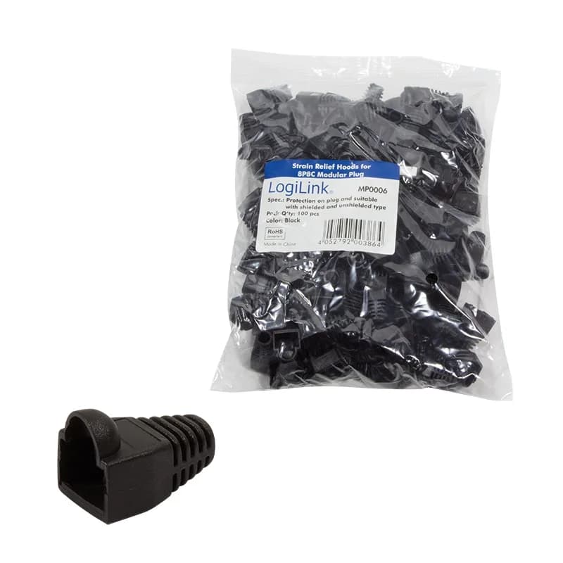 MANSON mufe RJ-45 LOGILINK pt. cablu UTP, FTP, SFTP, RJ-45 (T), plastic, 100 buc, negru, "MP0006" — miniatură