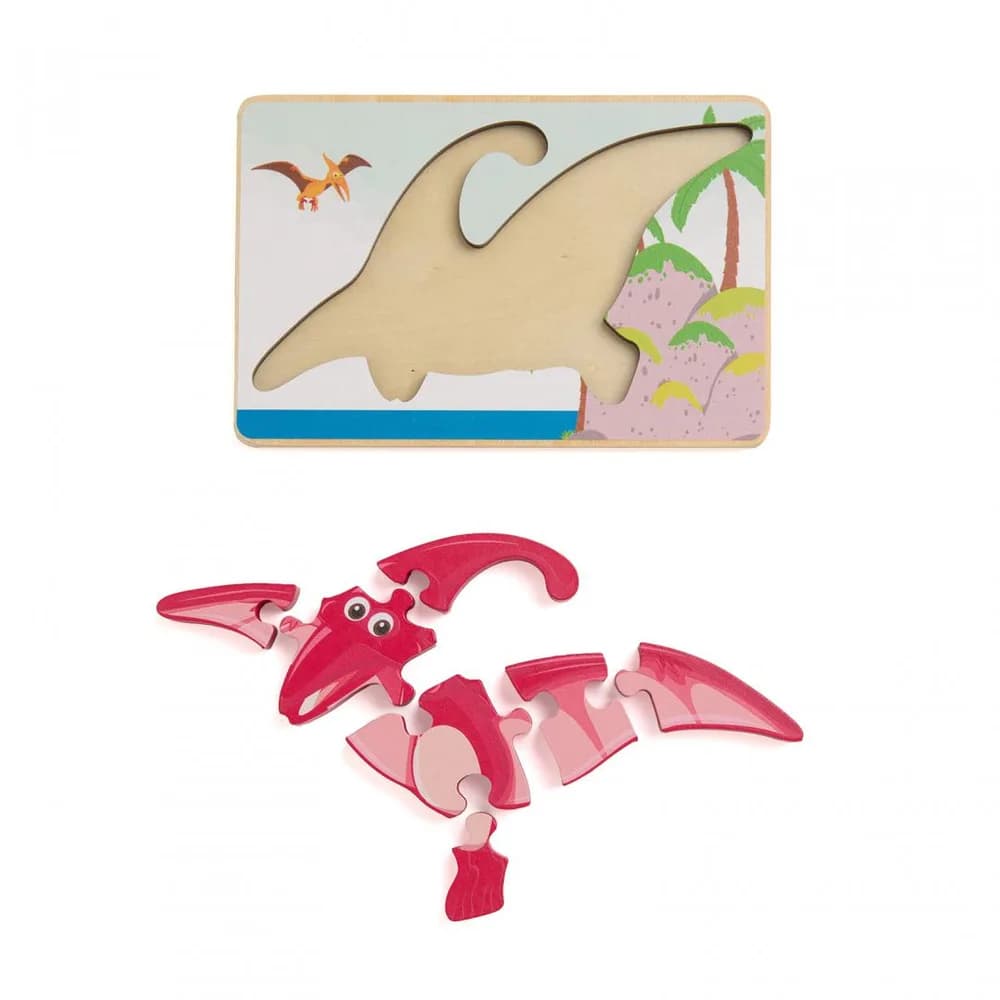 PUZZLE DIN LEMN PTERODACTIL, 8 PIESE, MOMKI — miniatură