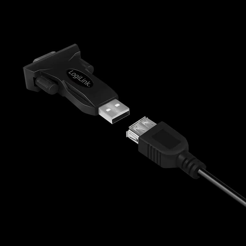 ADAPTOR USB LOGILINK, USB 2.0 (T) la Serial DB9M (9-pin)(RS232)(T), negru, "AU0002F" (include TV 0.06 lei) — miniatură
