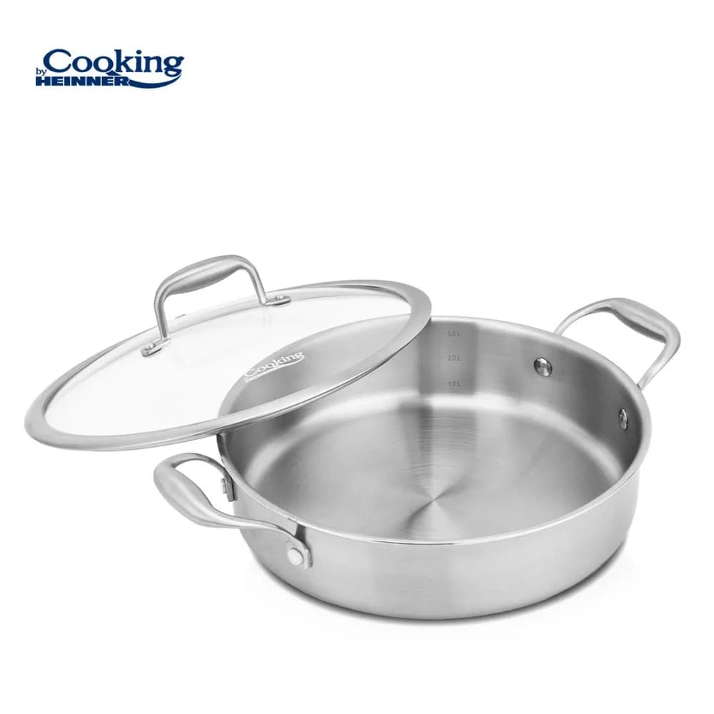CRATITA INOX+CAPAC STICLA 26X7CM, 3.5L, ATOMIC3, COOKING BY HEINNER — miniatură