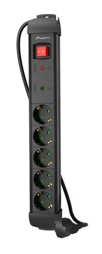 Prelungitor cu protectie la supratensiune SP1, 1.5m, 5 prize, negru — miniatură