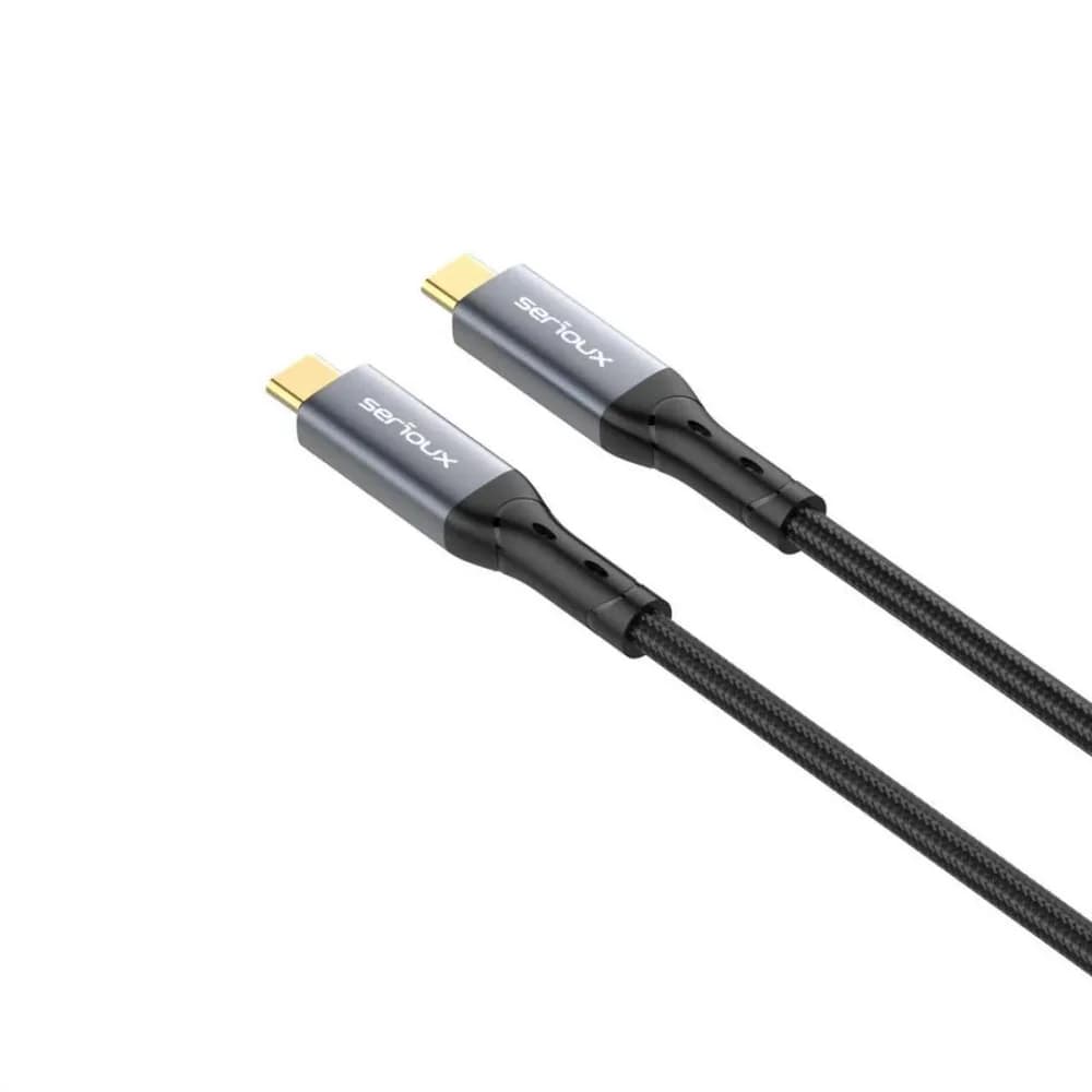 Cablu Serioux USB-C la USB-C, 240W, E-marker Chip integrat, viteza transfer 40Gbs, lungime cablu 100cm, iesire video 8K@60HZ sau Dual 4k@ 60hz, negru — miniatură