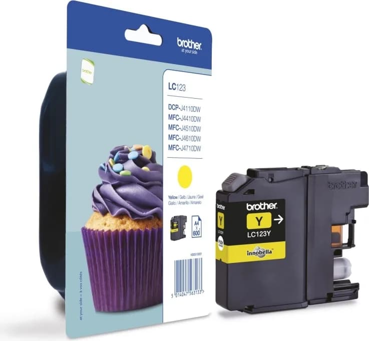 Cartus Cerneala Original Brother Yellow, LC123Y, pentru DCP-J4110| MFC-J4410|J4510|J4610|J4710|J6520|J6920, 600, "LC123Y"