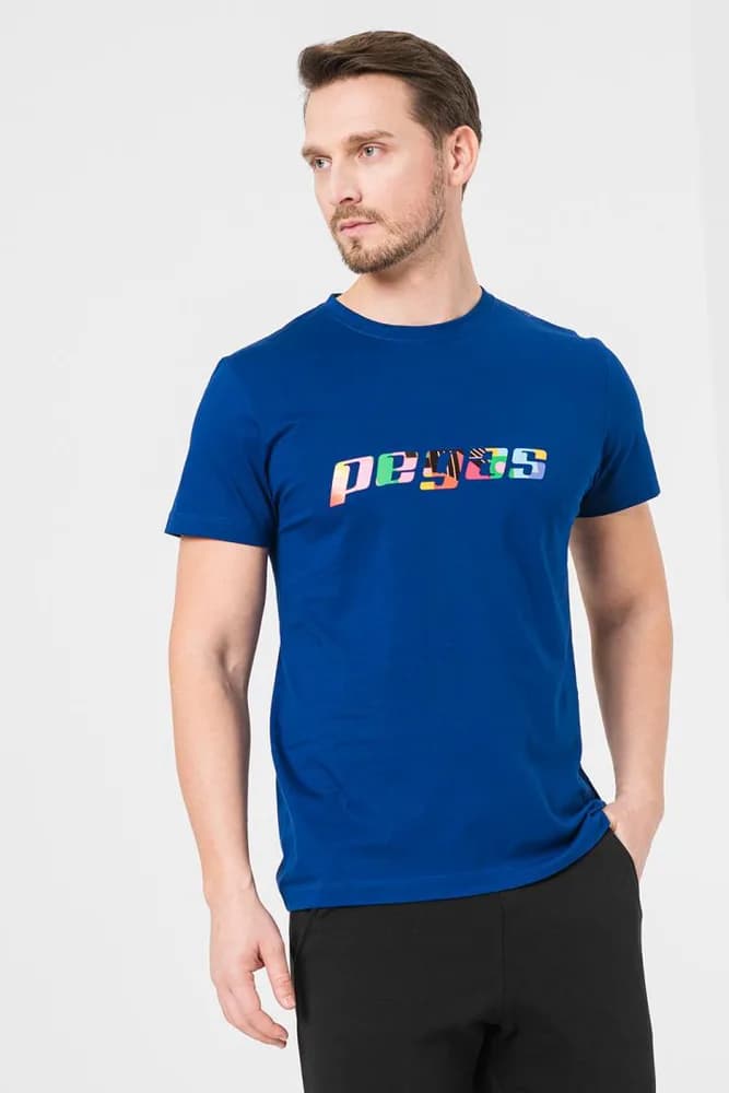 TRICOU LOGO MULTICOLOR BARBATI ROYAL BLUE-L — miniatură