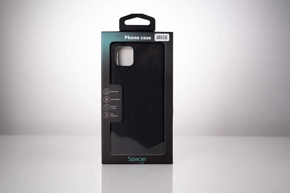 Husa Samsung Galaxy A12 Spacer, negru, grosime 1.5mm, material flexibil TPU "SPPC-SM-GX-A12-TPU" — miniatură
