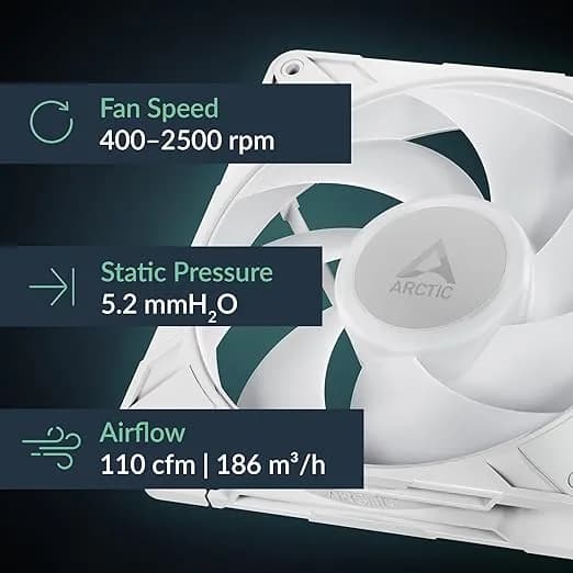 Set 3 ventilatoare Arctic "P14 Pro A-RGB", 140mm, 400 - 2500 rpm, FDB, 110 cfm, 4-Pin Fan Plug + 4-Pin Socket, RGB: 3-Pin A-RGB Plug + 3-Pin Socket, lungime cablu 400 mm + 80 mm Daisy-Chain, alb, "ACFAN00321A" — miniatură