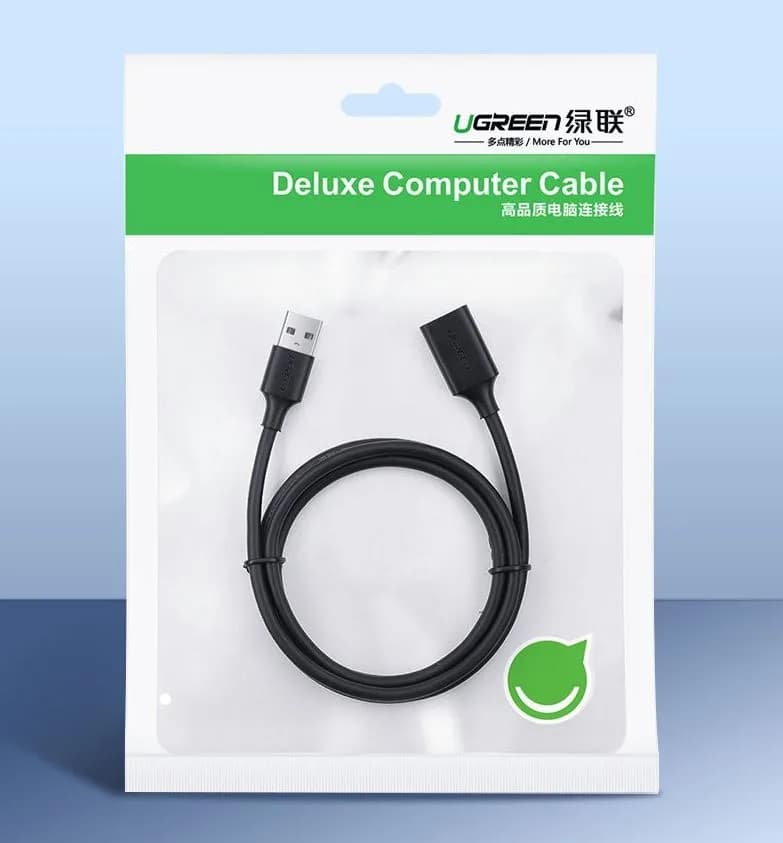 CABLU USB Ugreen prelungitor, "US129" USB (T) to USB (M), 5m, negru, "90722" - 6957303897223 — miniatură